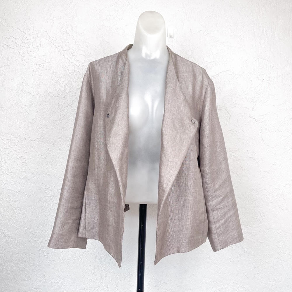 Nic + Zoe Linen Blend Tweed Cropped Waterfall Blazer Cocktail Jacket
